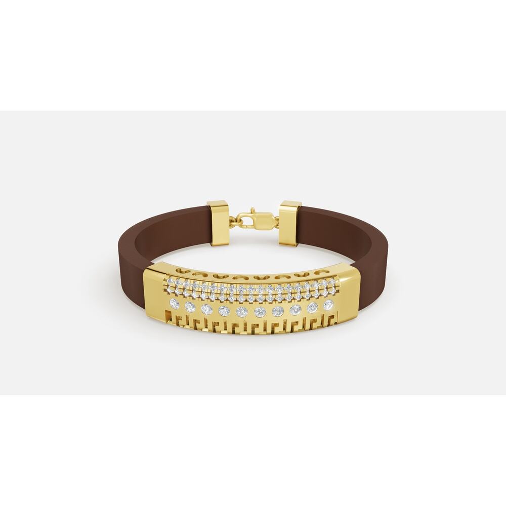 1.48 ctw Diamond Rubber Bracelet 14K Yellow Gold Men's Bracelet